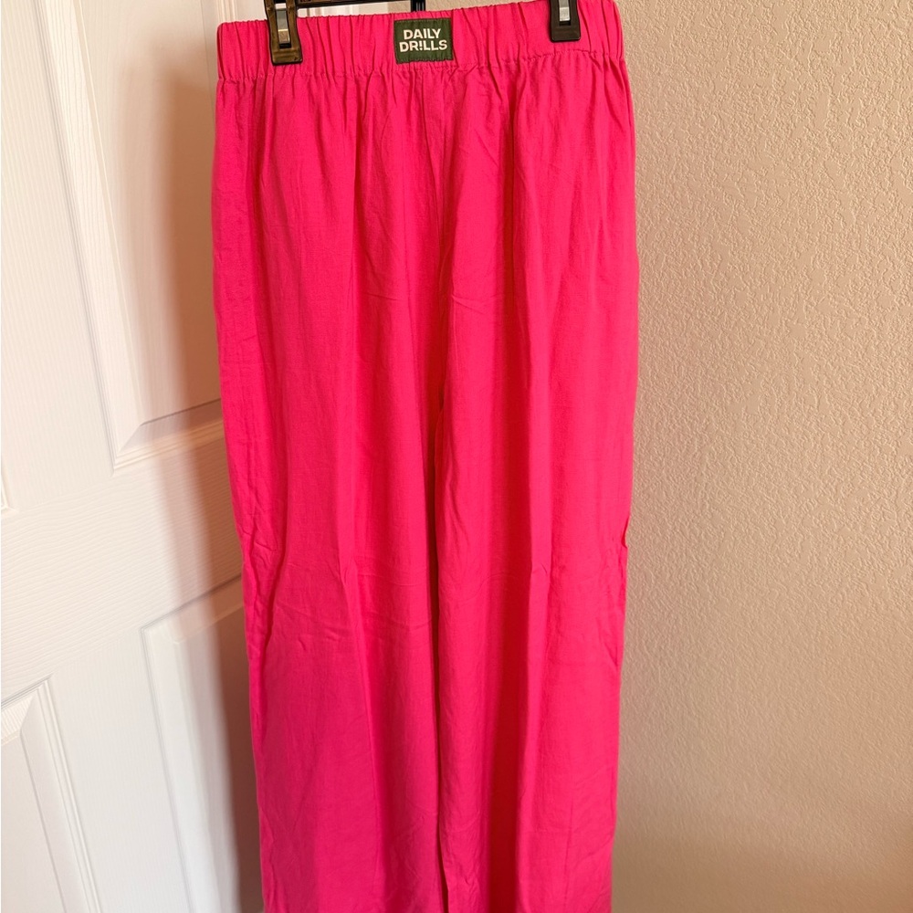 Daily Drills Pink Linen Pants